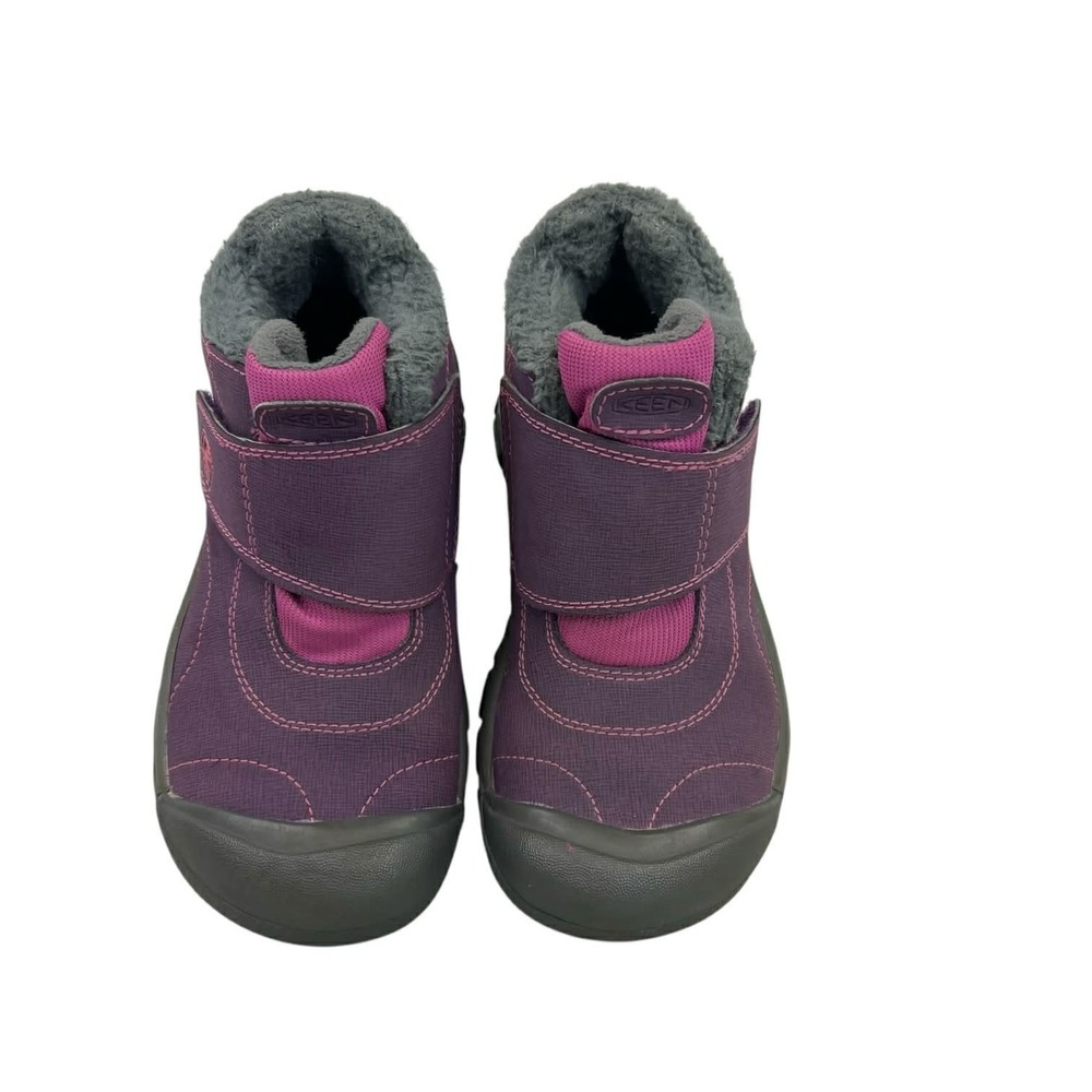 KEEN Kids Waterproof Winter Boots Purple Pink Fleece Lined Hook Loop Size 2 - Picture 3 of 9